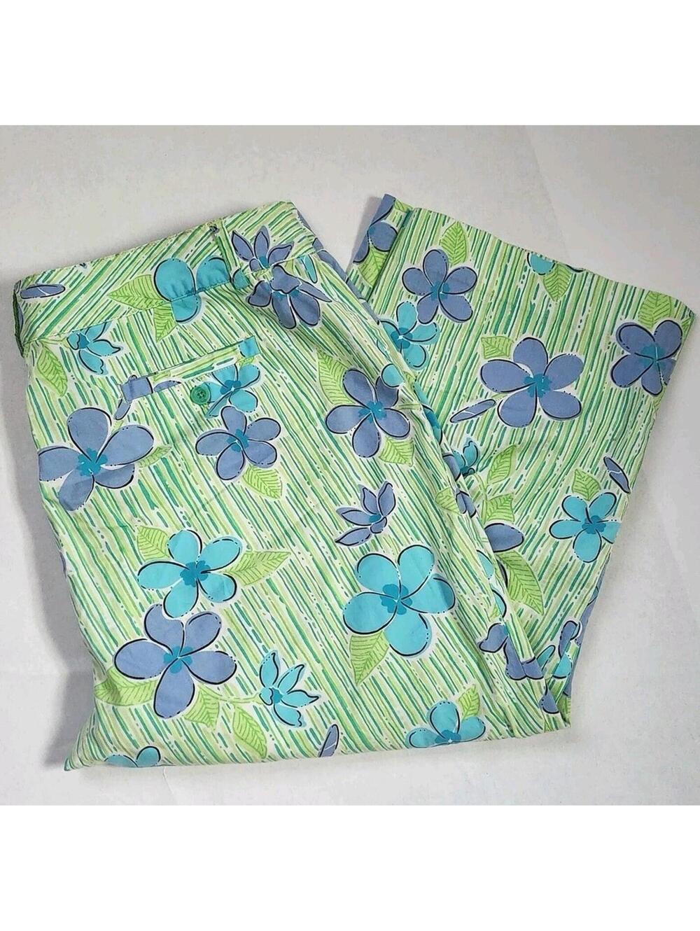 Lilly Pulitzer casual flower print cotton capris women's Size 14